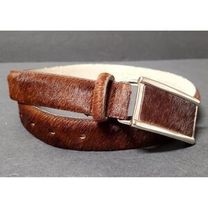 Gail Labelle Belt Brown Hide Leather 4443 Silver Frame Buckle W Size L USA Made